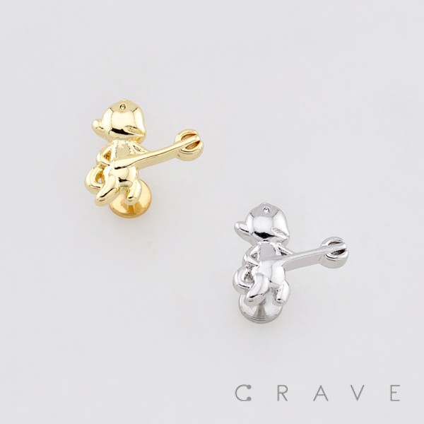 PLAYFUL WHIMSICAL LIL DEVIL  PUSHIN (THREADLESS) 316L SURGICAL STEEL LABRET SET